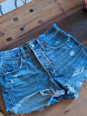 Levi's Distressed Blue Denim Cutoff Shorts